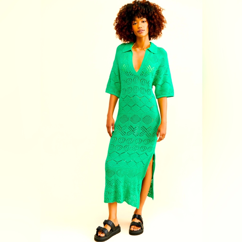 Free People Islamorada Emerald Green Crochet Cover Up 💚🍀🌴🦎